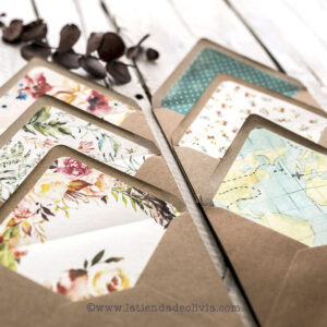 Sobres forrados para invitaciones de boda